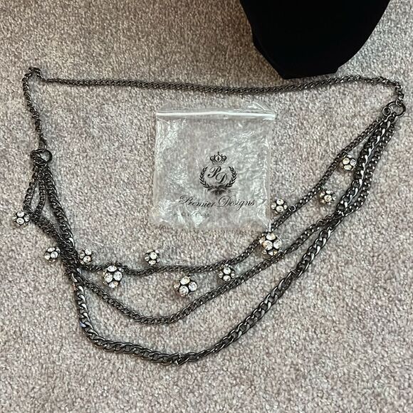 Premier Designs “All Decked Out” Hematite Multi Strand Necklace NEW - Picture 8 of 8